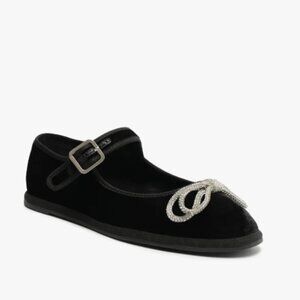Schutz Black Velvet Bow Flats
